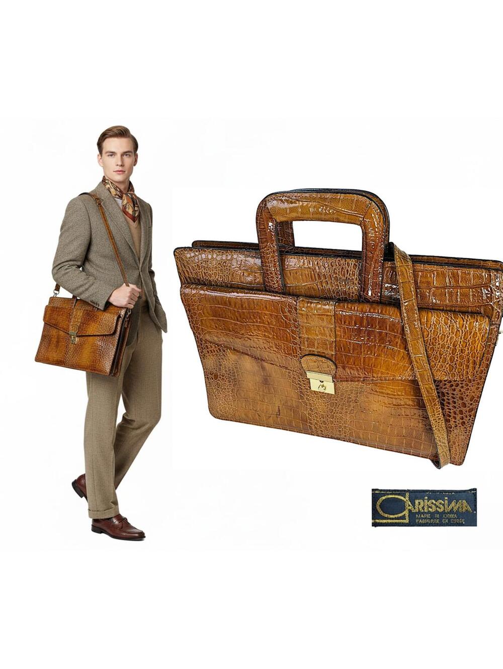Carissima Briefcase Laptop Bag South Korea Faux Crocodile